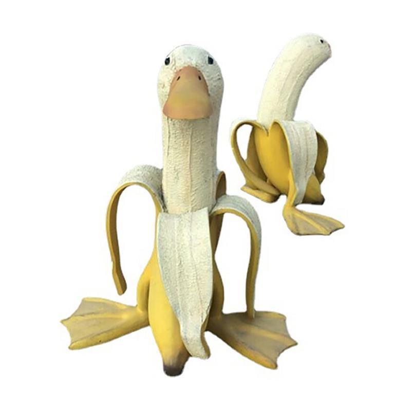 Art Banana Duck Statue Figurines Garden Yard Desktop Decor