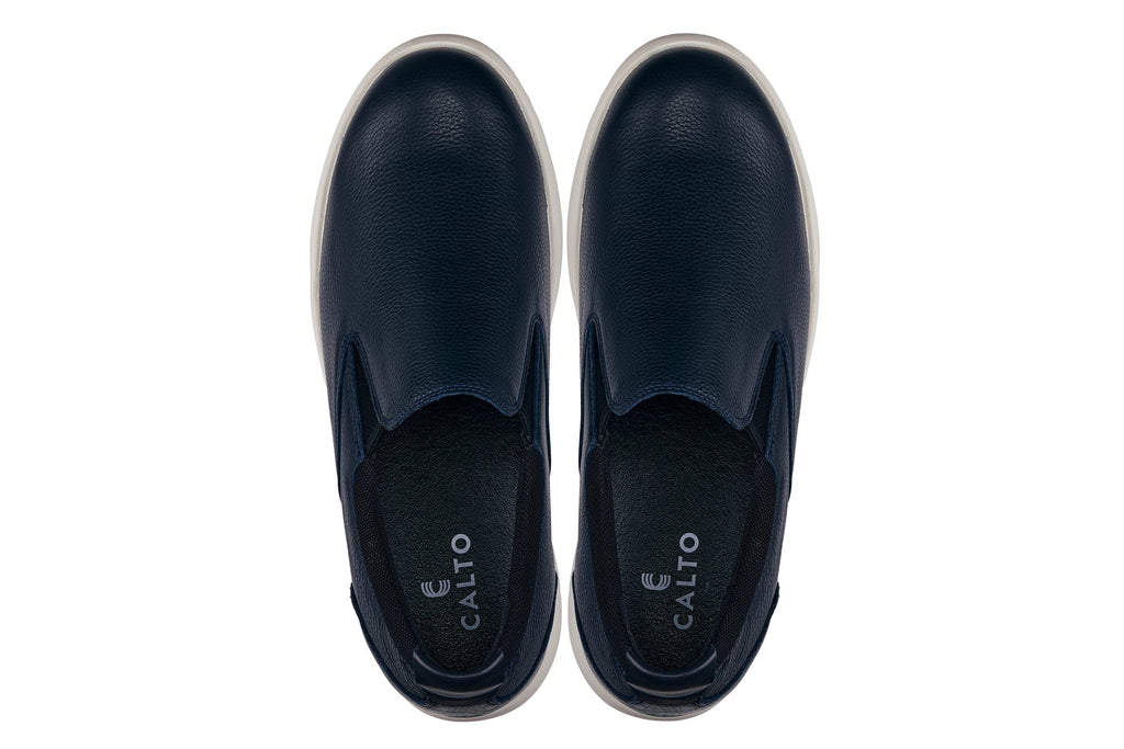 CALTO - J1421 - 2.8 Inches Taller (Dark Slate Blue) - Leather Loafers