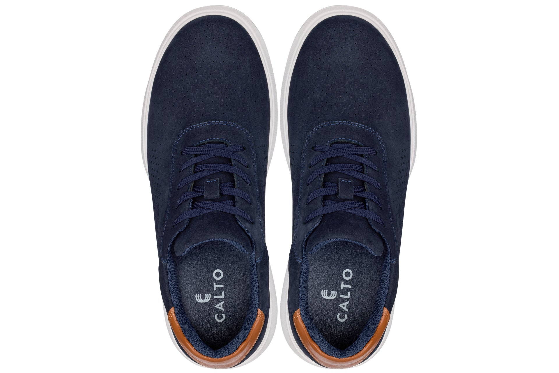 CALTO - J1582  - 2.6 Inches Taller (Nubuck Navy) - Lightweight Casual Walkers