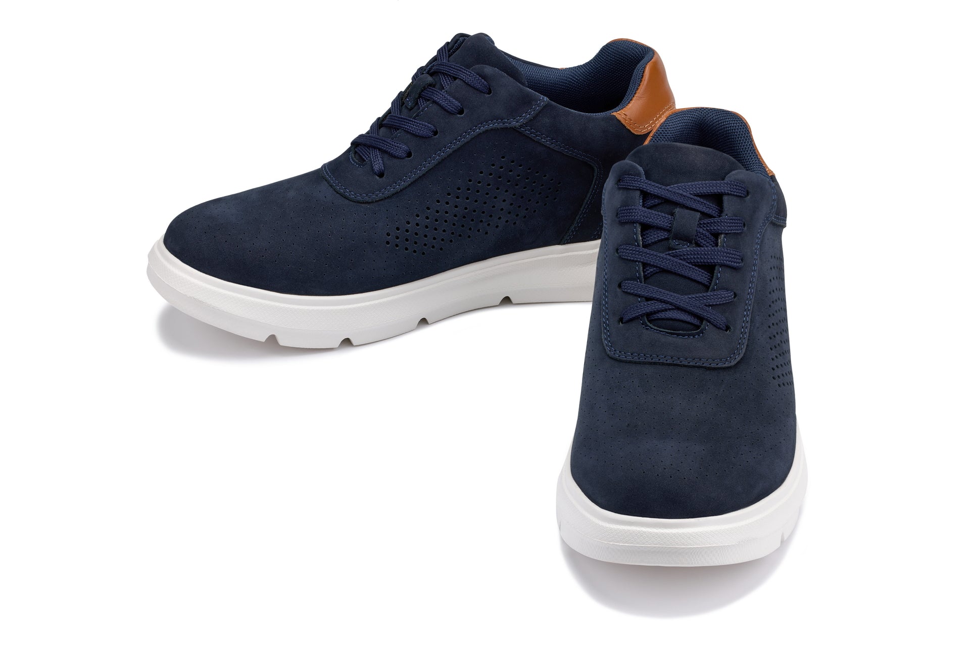CALTO - J1582  - 2.6 Inches Taller (Nubuck Navy) - Lightweight Casual Walkers