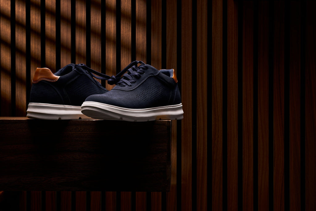 CALTO - J1582  - 2.6 Inches Taller (Nubuck Navy) - Lightweight Casual Walkers