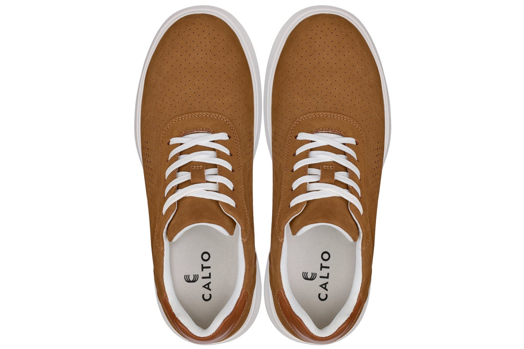 CALTO - J1583  - 2.6 Inches Taller (Nubuck Brown) - Lightweight Casual Walkers