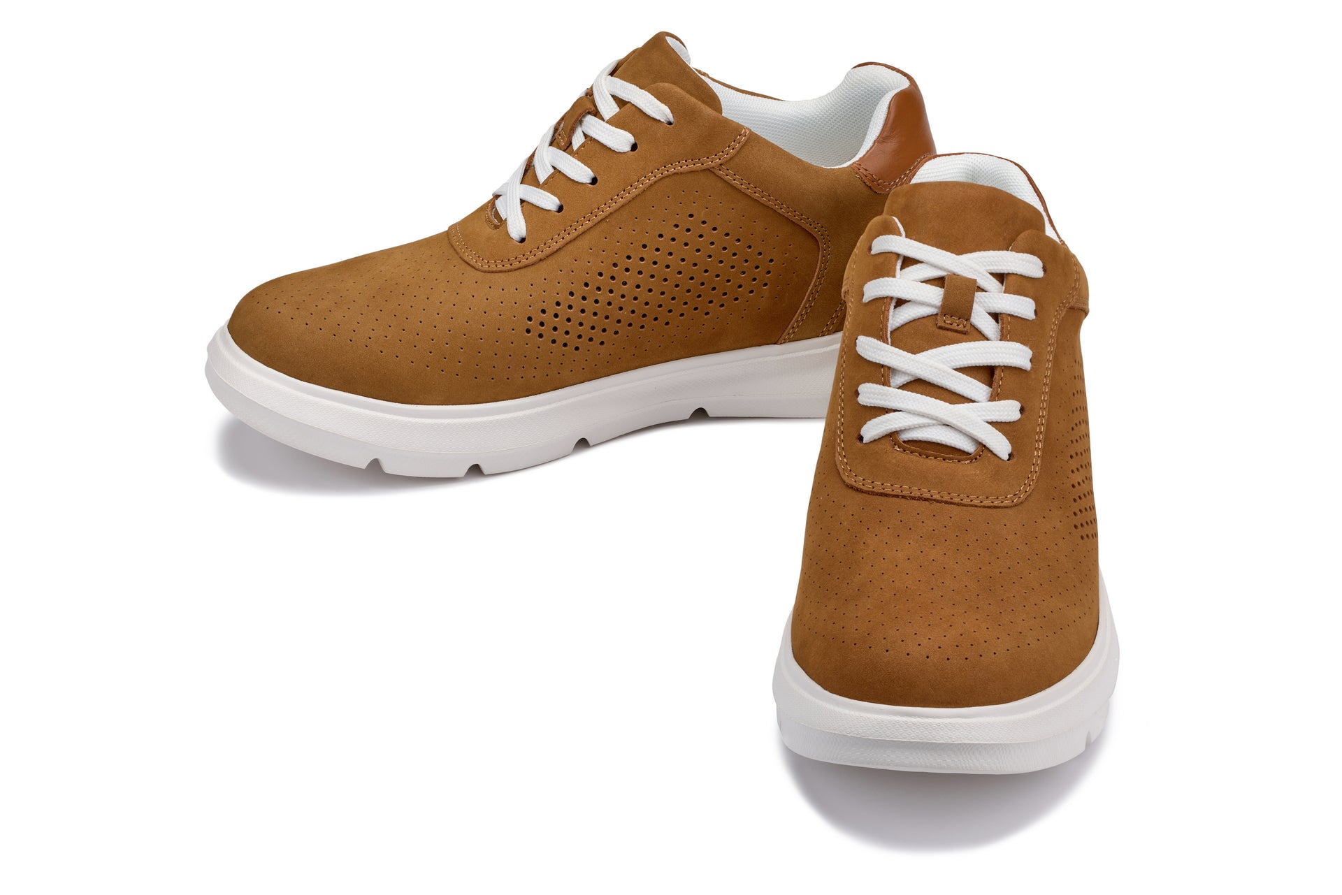 CALTO - J1583  - 2.6 Inches Taller (Nubuck Brown) - Lightweight Casual Walkers