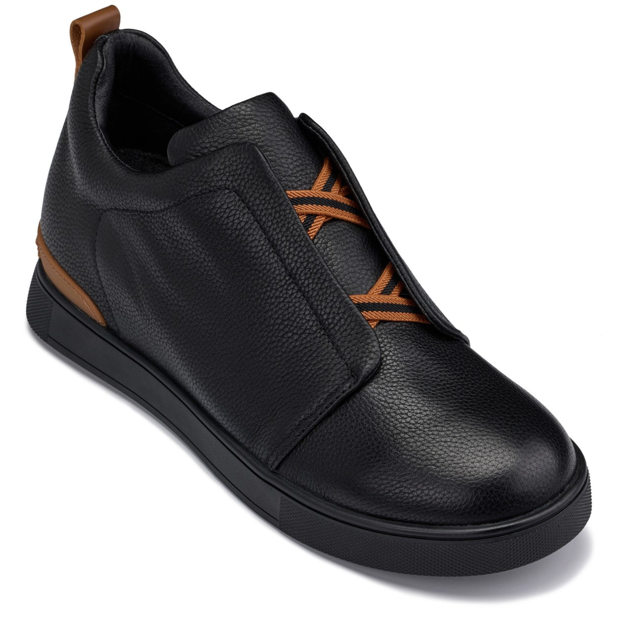 CALTO - J1931  - 2.6 Inches Taller (Black / Black Sole) - Slip-On Snoafers