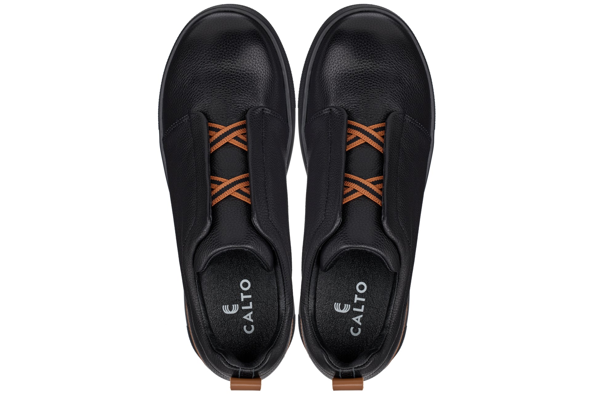 CALTO - J1931  - 2.6 Inches Taller (Black / Black Sole) - Slip-On Snoafers