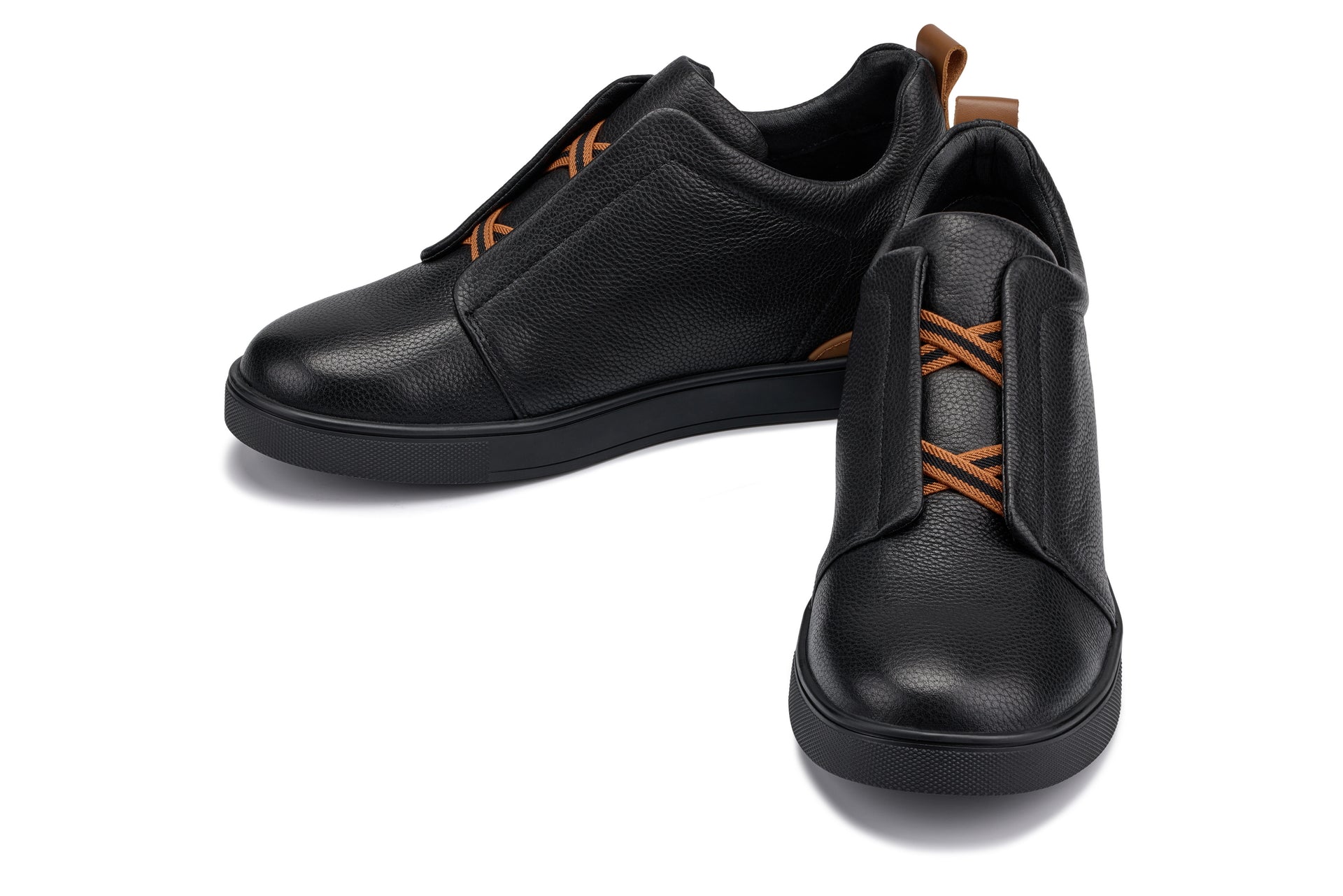 CALTO - J1931  - 2.6 Inches Taller (Black / Black Sole) - Slip-On Snoafers