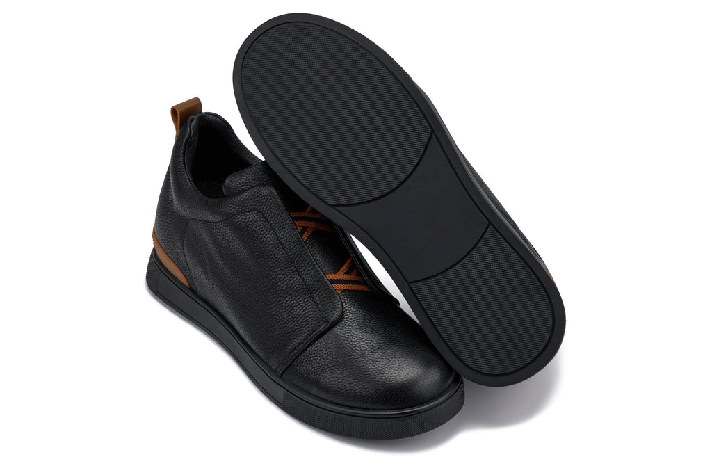 CALTO - J1931  - 2.6 Inches Taller (Black / Black Sole) - Slip-On Snoafers
