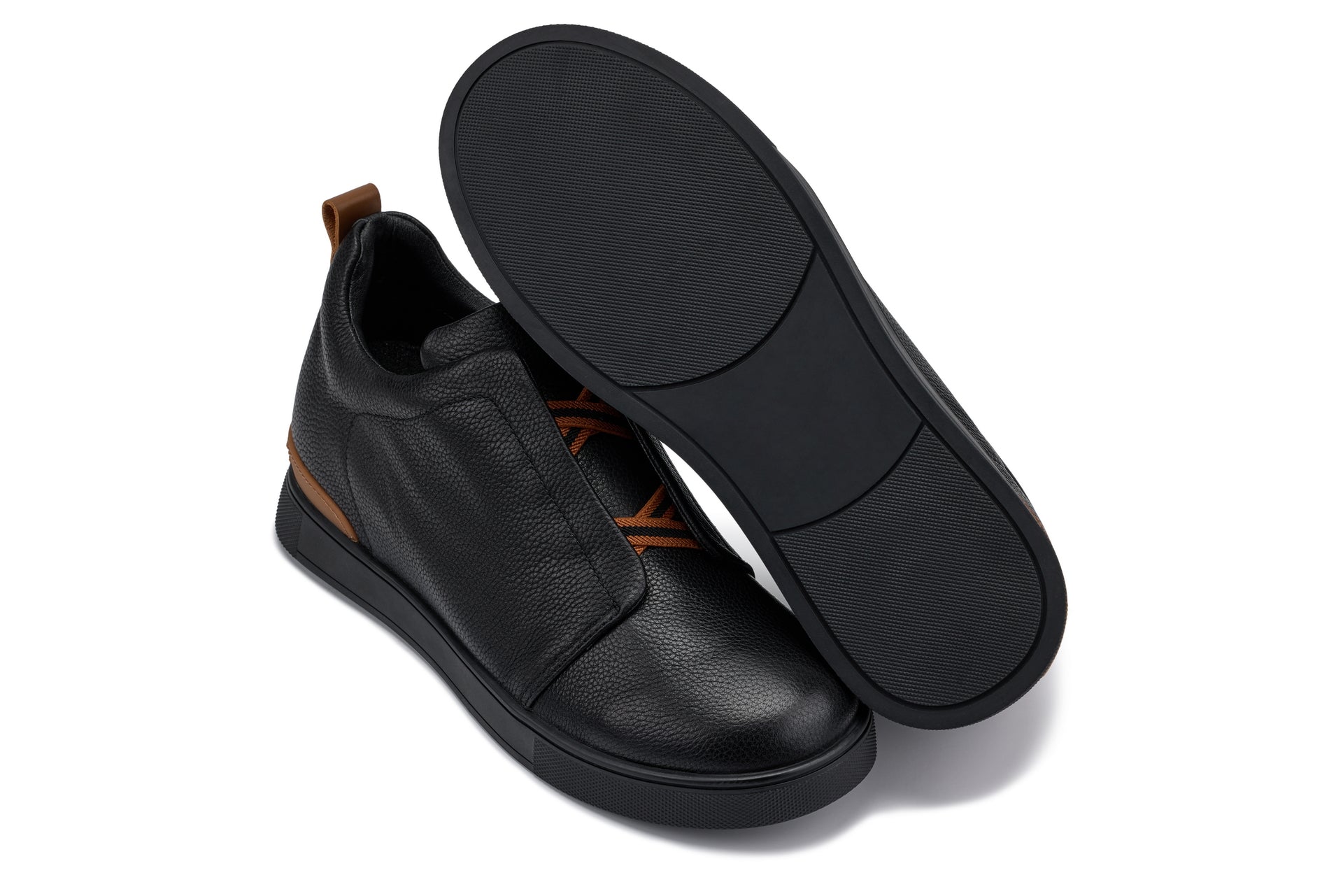 CALTO - J1931  - 2.6 Inches Taller (Black / Black Sole) - Slip-On Snoafers