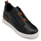CALTO - J1932  - 2.6 Inches Taller (Black / White Sole) - Slip-On Snoafers