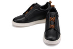 CALTO - J1932  - 2.6 Inches Taller (Black / White Sole) - Slip-On Snoafers