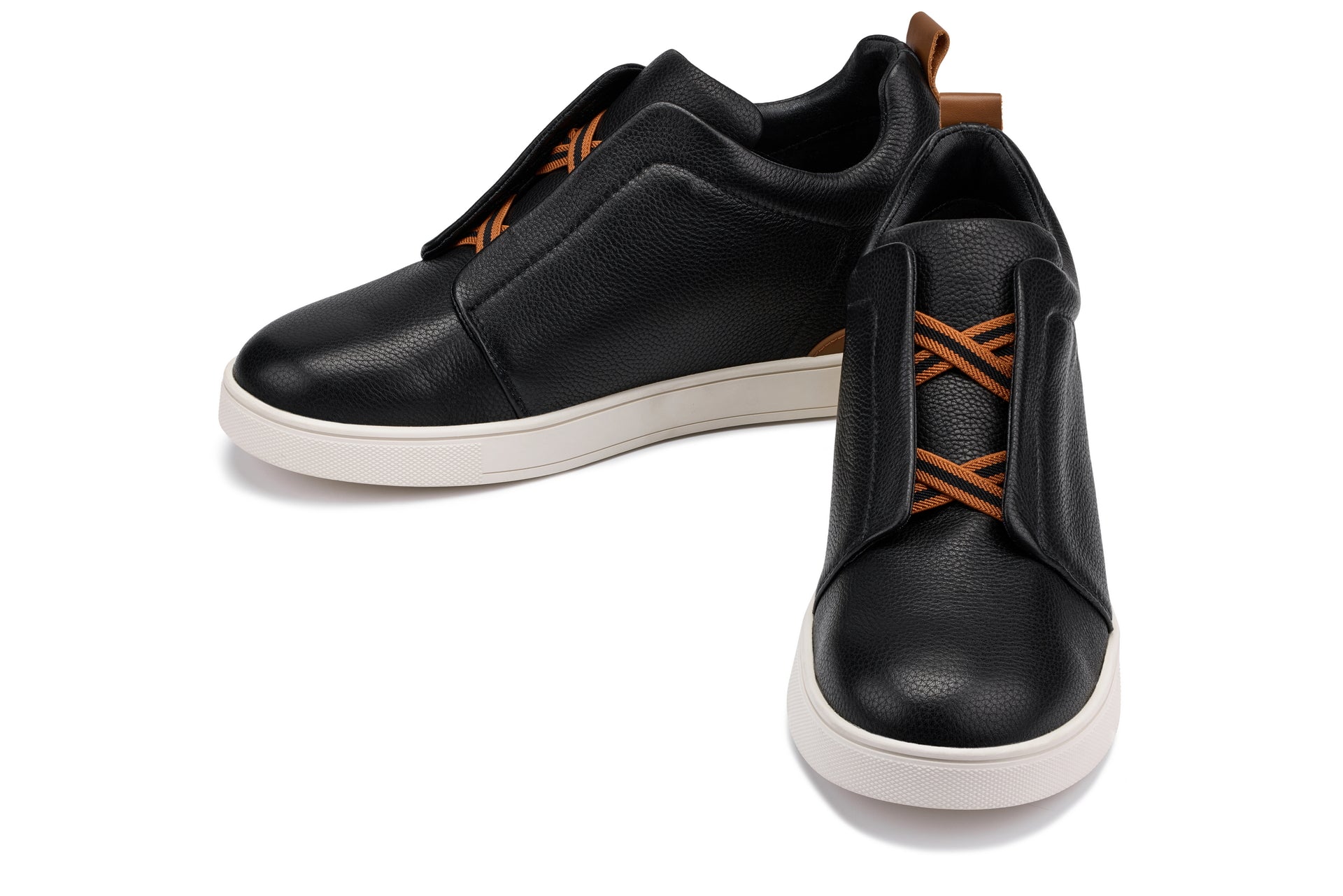 CALTO - J1932  - 2.6 Inches Taller (Black / White Sole) - Slip-On Snoafers