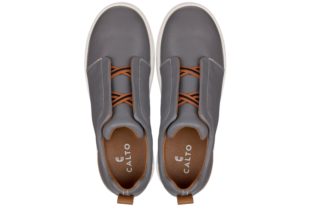 CALTO - J1935  - 2.6 Inches Taller (Grey) - Slip-On Snoafers