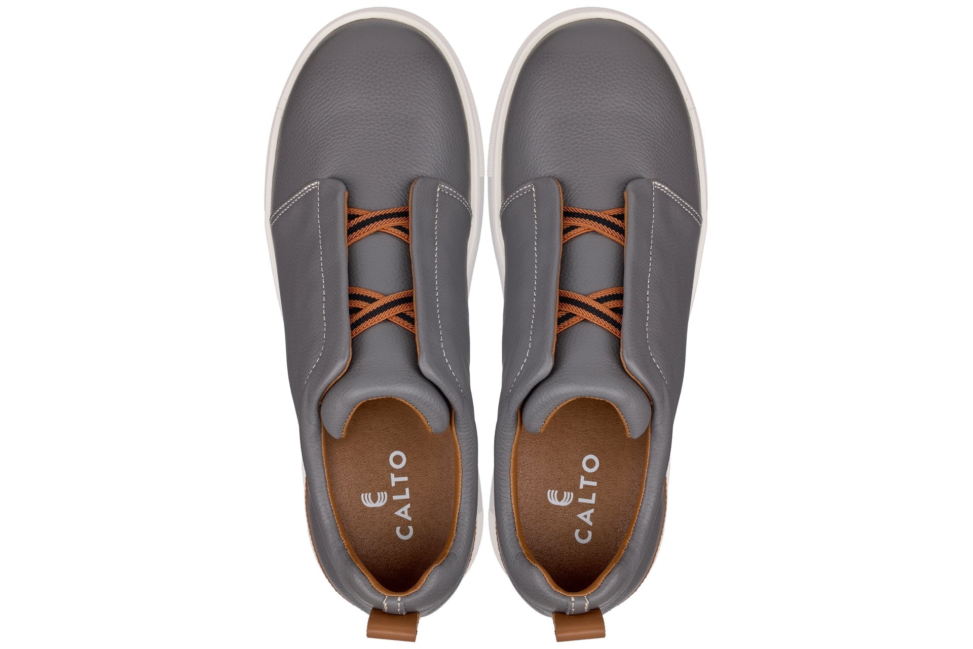 CALTO - J1935  - 2.6 Inches Taller (Grey) - Slip-On Snoafers