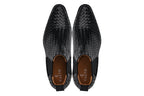 CALTO - K30521 - 3.3 Inches Taller (Black) - Woven Slip-On High-Top Chelsea Ankle Boots