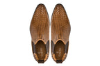 CALTO - K30522 - 3.3 Inches Taller (Brown) - Woven Chelsea High-Top Slip-On Ankle Boots