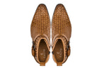 CALTO - K30524 - 3.3 Inches Taller (Light Brown) - Woven Buckle High-Top Ankle Zip-Up Boots