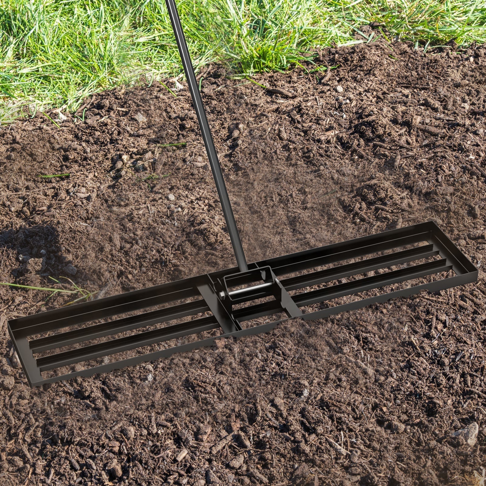 Lawn Leveling Rake 46 x 10 Inch Heavy Duty Lawn Level Tool for Soil-Black