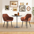 Leisure Dining Chair Set of 2 with Curved Backrest and Wide Seat-Coffee