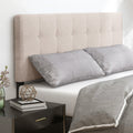 Linen Upholstered Headboard with Solid Rubber Wood Legs-Beige
