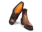 Paul Parkman Brown Burnished Side Zipper Boots Goodyear Welted