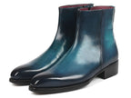Paul Parkman Blue Burnished Side Zipper Boots Goodyear Welted