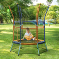 Mini Trampoline for Kids with Safety Enclosure Net and Foam Handles-Orange