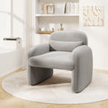 Modern Accent Chair with Waist Pillow and Armrests for Living Room Bedroom-Gray