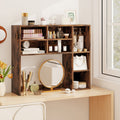Desktop Bookshelf with 7 Open Cubbies and 3 Adjustable Shelves-Brown