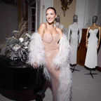 Women Light Pink Sequined Tube Top Dress Slim Fit Vacation Dress Beach