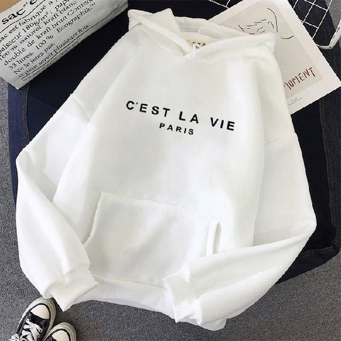 letter print new hooded sweater women's spring long-sleeved lazy style