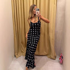 Summer Dress Polka Dot Printed Waist Controlled Sheath Sexy Ruffled