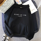 letter print new hooded sweater women's spring long-sleeved lazy style