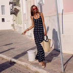 Summer Dress Polka Dot Printed Waist Controlled Sheath Sexy Ruffled