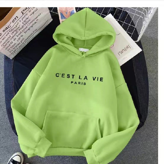 letter print new hooded sweater women's spring long-sleeved lazy style