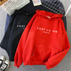 letter print new hooded sweater women's spring long-sleeved lazy style