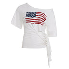 Street Special National Flag Printed Short Sleeved T shirt Women Sexy