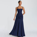 Elegant Graceful Sexy Dress Low Cut Sling Dress Solid Color Waist