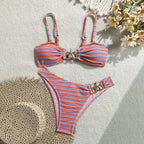 Sexy Striped Swimsuit Women Two Piece Bikini Swimsuit .Ships from