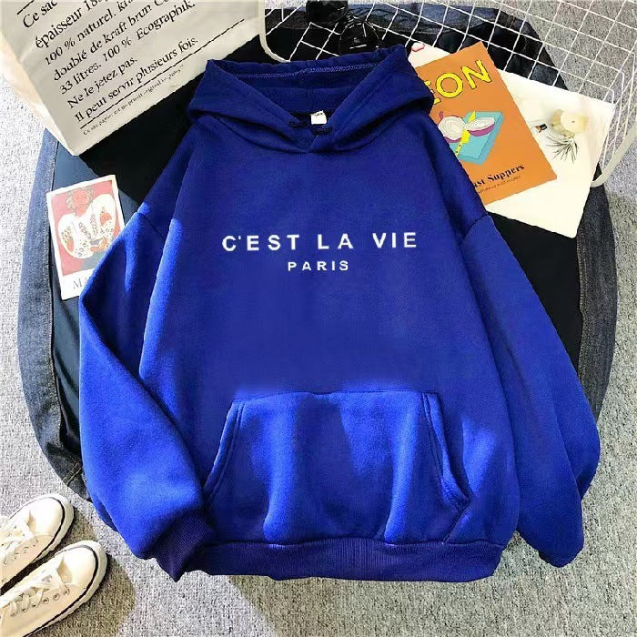 letter print new hooded sweater women's spring long-sleeved lazy style