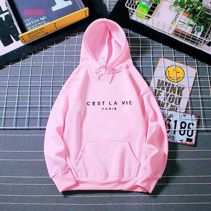 letter print new hooded sweater women's spring long-sleeved lazy style