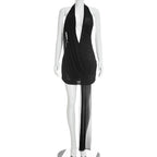 Women Clothing Summer Solid Color Sexy Mesh Draped Deep V Plunge neck