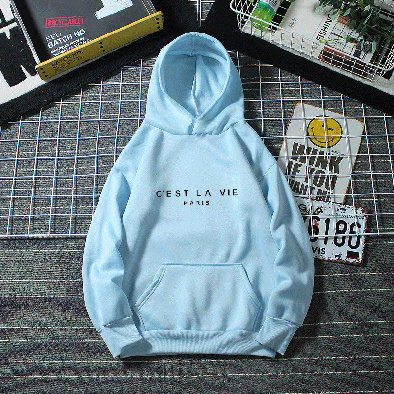 letter print new hooded sweater women's spring long-sleeved lazy style