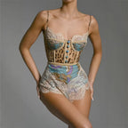 Spring Summer Suspender Sexy Lace Jumpsuit Holiday Slim Fit Printed