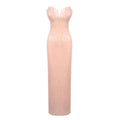 Women Light Pink Sequined Tube Top Dress Slim Fit Vacation Dress Beach