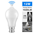 B22 LED Bulb Light Sensor 12W  Cool White