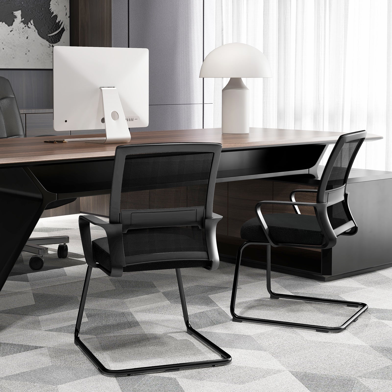 Office Guest Chair with Lumbar Support for Waiting Room-2 Pieces