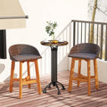 Outdoor Faux Rattan Bar Chairs Set of 2 with Ergonomic Backrests and Footrests-Brown