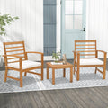 3 Pieces Outdoor Furniture Set with Soft Seat Cushions-White