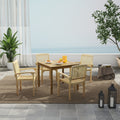 Set of 4 Outdoor Patio Chair with Slatted Seat and Curved Seat