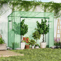 Outdoor Portable Walk-in Greenhouse with PE Cover Heavy-Duty Metal Frame Roll-up Zipper Door
